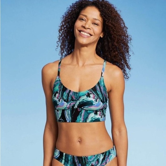 Woman's Longline Bikini Top by All In Motion Blue Size S (4-6) - Picture 1 of 8